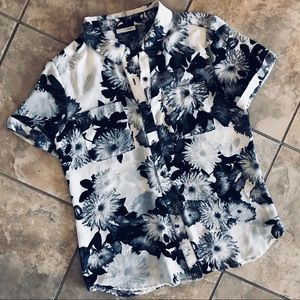 Halogen | Floral Collared Shirt w/ Pocket